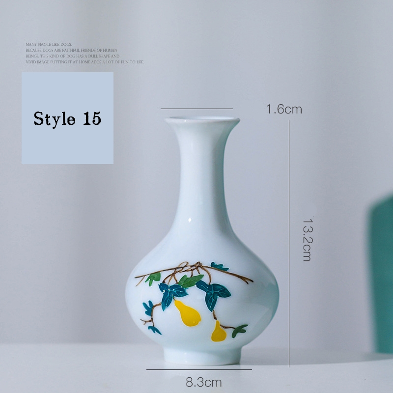 New hand-painted white porcelain mini vase, creative ceramic vase, white porcelain flower vase, mini porcelain ornament.