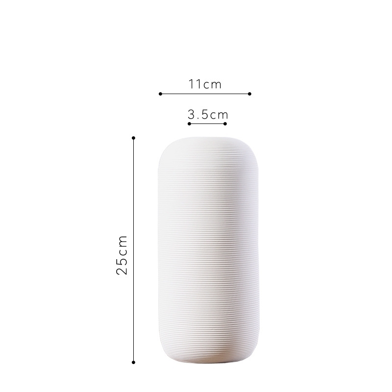 Three-piece set of ceramic white vases as decorative ornaments for living room and home decoration crafts