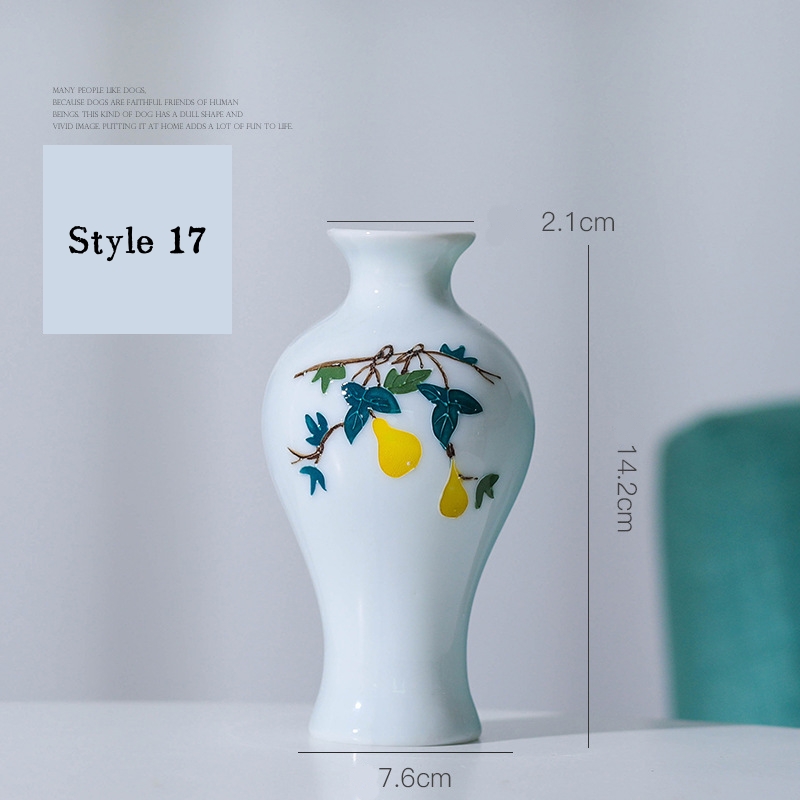 New hand-painted white porcelain mini vase, creative ceramic vase, white porcelain flower vase, mini porcelain ornament.
