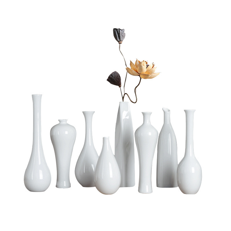 White Creative Home & Hotel Decor Ceramic Vase Ornament Modern Minimalist Dried Flower Arranger
