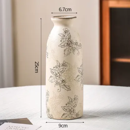 New Chinese style blue and white porcelain ceramic vase for flower arrangement, retro water-based vase for living room.