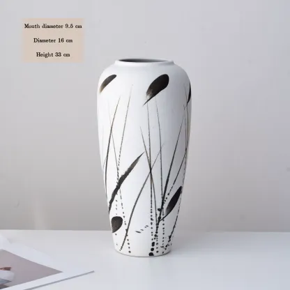 Nordic style ceramic vase with ink splash frosted finish, oil painting style, suitable for living room, entryway, tabletop flower arrangement, and home decoration.