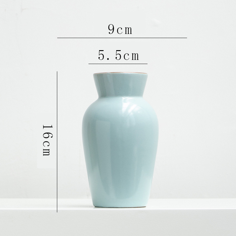 Chinese retro Zen-inspired Ru kiln ceramic vase decoration for dried flowers, hydroponic fresh flowers, living room, entryway flower arrangement.