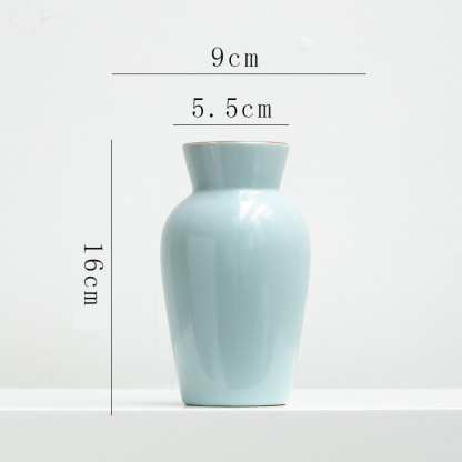 Chinese retro Zen-inspired Ru kiln ceramic vase decoration for dried flowers, hydroponic fresh flowers, living room, entryway flower arrangement.