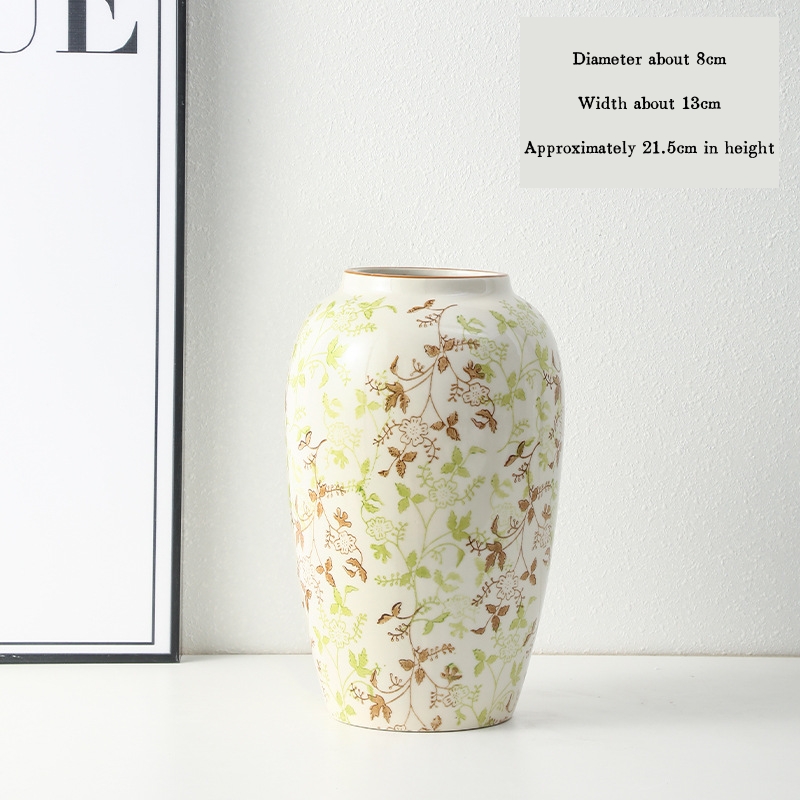 High-end retro-style new Chinese blue and white porcelain vase three-piece set for living room and dining room, floral arrangement, home decoration.