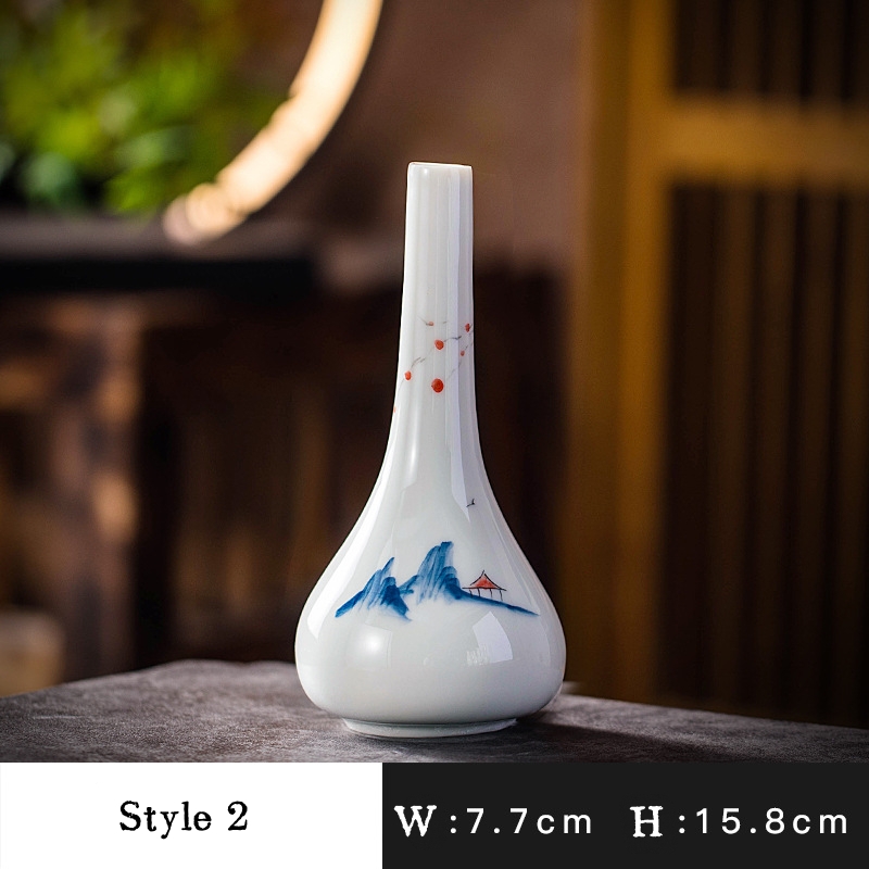 Miniature ceramic ornaments, simple hydroponic flower vase, hand-painted small vase for home living room countertops.