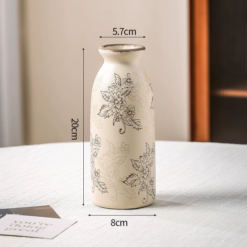 New Chinese style blue and white porcelain ceramic vase for flower arrangement, retro water-based vase for living room.