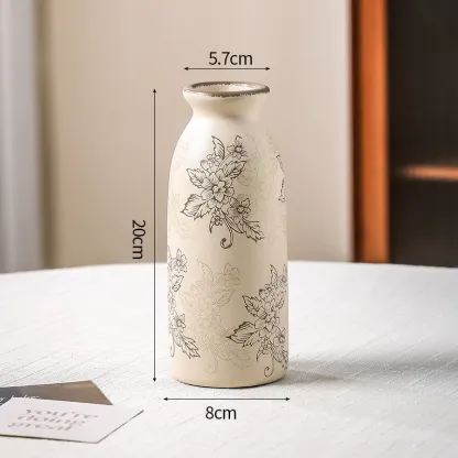 New Chinese style blue and white porcelain ceramic vase for flower arrangement, retro water-based vase for living room.