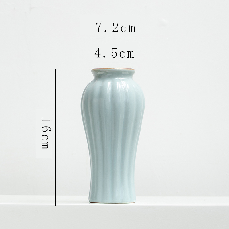 Chinese retro Zen-inspired Ru kiln ceramic vase decoration for dried flowers, hydroponic fresh flowers, living room, entryway flower arrangement.