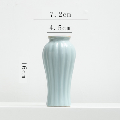 Chinese retro Zen-inspired Ru kiln ceramic vase decoration for dried flowers, hydroponic fresh flowers, living room, entryway flower arrangement.