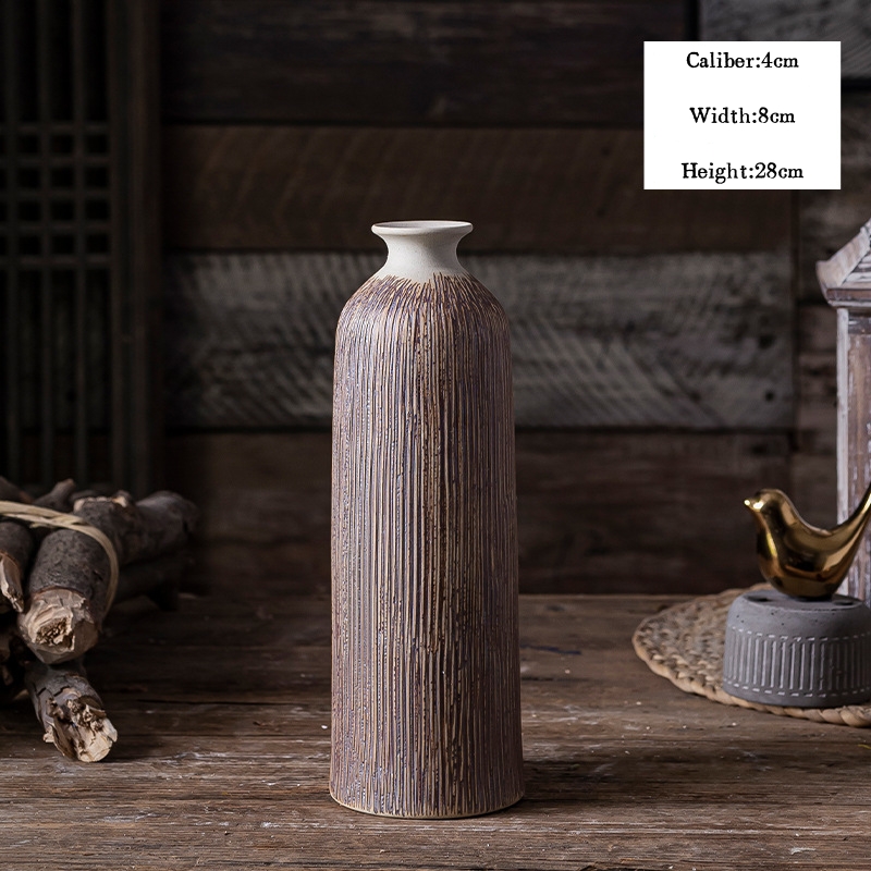 Jingdezhen Retro Desktop Ceramic Vases, Flower Pots, and Dried Flower Ornaments