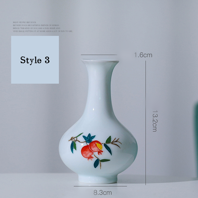New hand-painted white porcelain mini vase, creative ceramic vase, white porcelain flower vase, mini porcelain ornament.