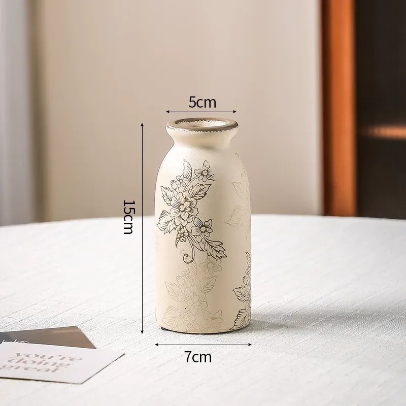 New Chinese style blue and white porcelain ceramic vase for flower arrangement, retro water-based vase for living room.