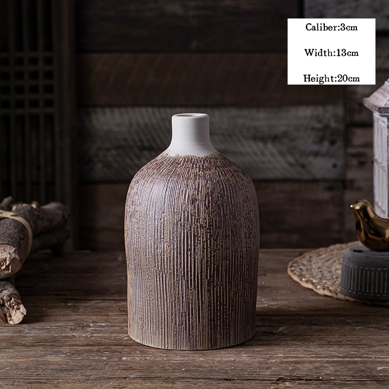 Jingdezhen Retro Desktop Ceramic Vases, Flower Pots, and Dried Flower Ornaments