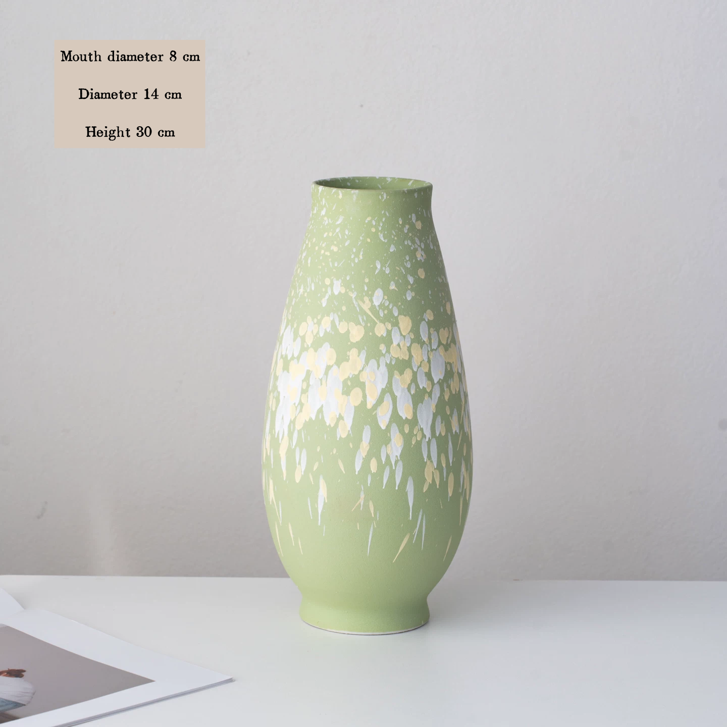 Nordic style ceramic vase with ink splash frosted finish, oil painting style, suitable for living room, entryway, tabletop flower arrangement, and home decoration.
