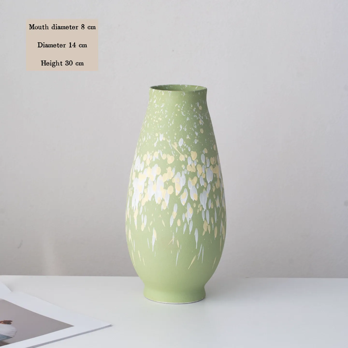 Nordic style ceramic vase with ink splash frosted finish, oil painting style, suitable for living room, entryway, tabletop flower arrangement, and home decoration.