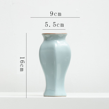 Chinese retro Zen-inspired Ru kiln ceramic vase decoration for dried flowers, hydroponic fresh flowers, living room, entryway flower arrangement.