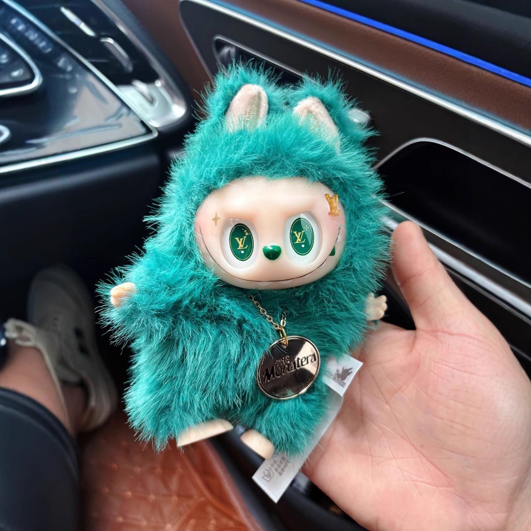 V limited edition labubu modified doll bubble martella bubu little leader green pendant vinyl plush doll