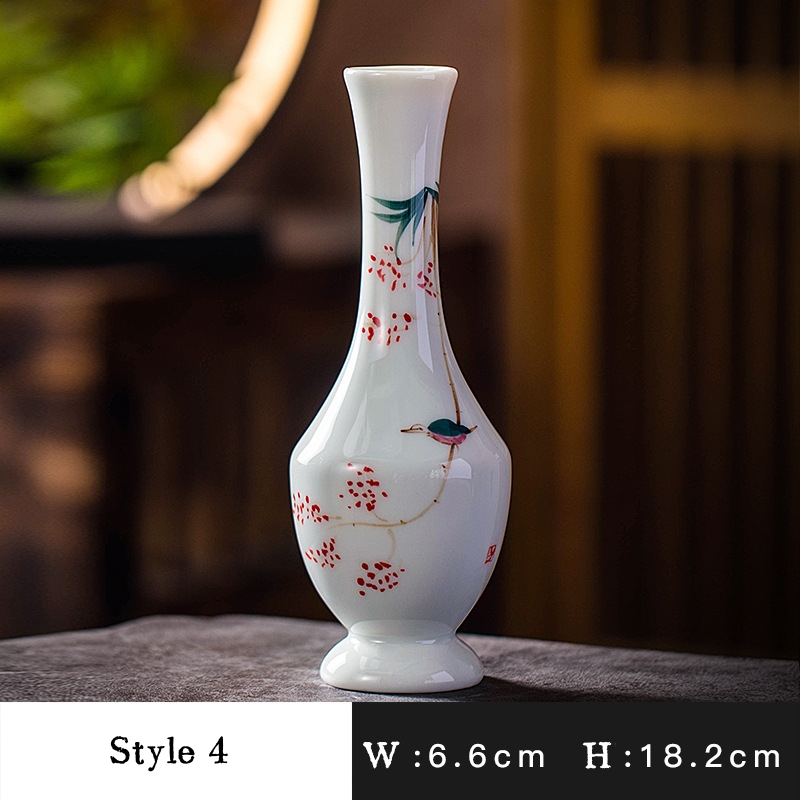 Miniature ceramic ornaments, simple hydroponic flower vase, hand-painted small vase for home living room countertops.