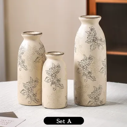 New Chinese style blue and white porcelain ceramic vase for flower arrangement, retro water-based vase for living room.