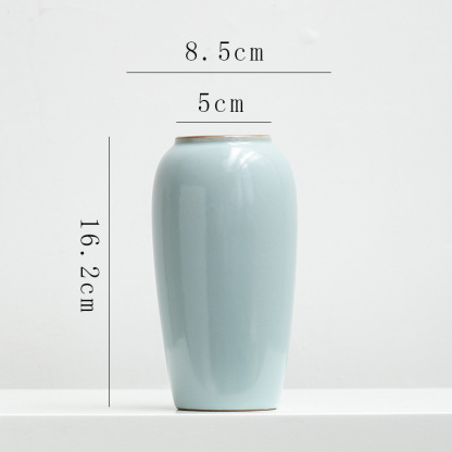 Chinese retro Zen-inspired Ru kiln ceramic vase decoration for dried flowers, hydroponic fresh flowers, living room, entryway flower arrangement.