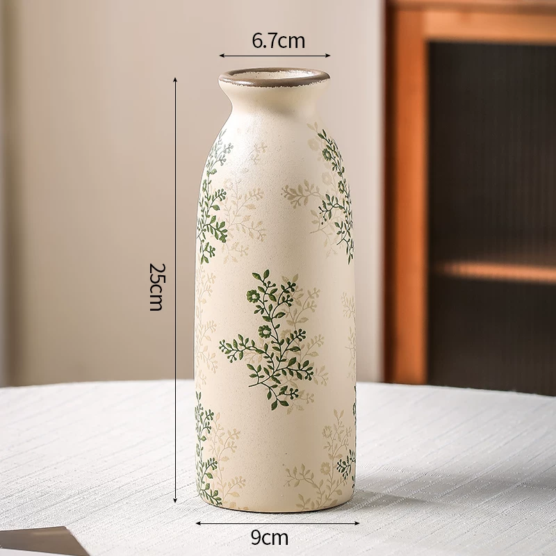 New Chinese style blue and white porcelain ceramic vase for flower arrangement, retro water-based vase for living room.