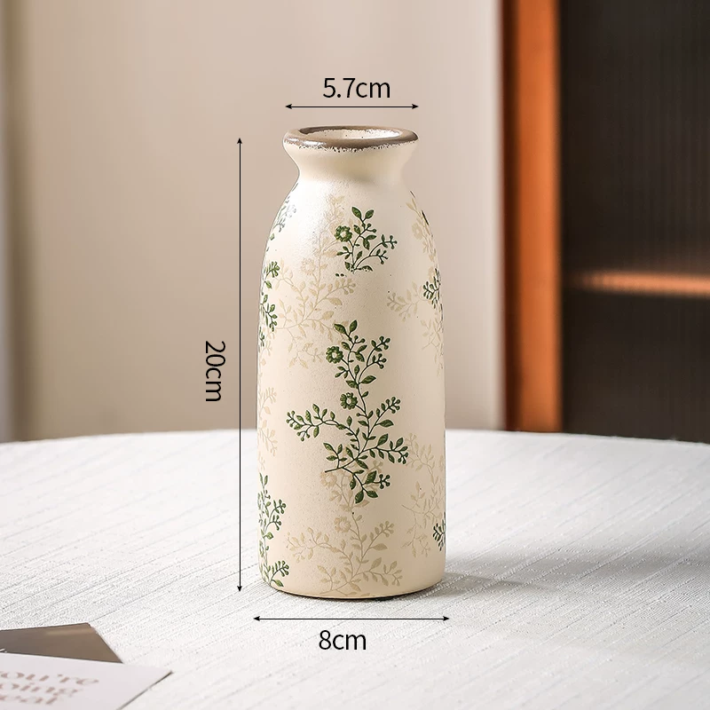 New Chinese style blue and white porcelain ceramic vase for flower arrangement, retro water-based vase for living room.