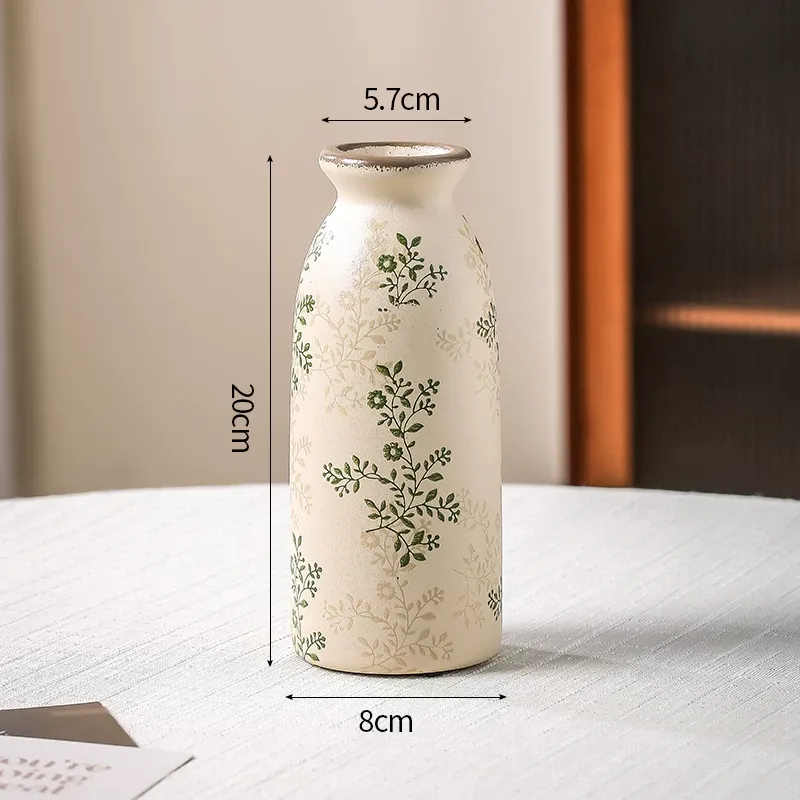 New Chinese style blue and white porcelain ceramic vase for flower arrangement, retro water-based vase for living room.