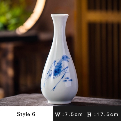 Miniature ceramic ornaments, simple hydroponic flower vase, hand-painted small vase for home living room countertops.