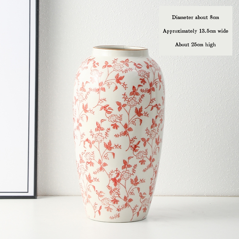 High-end retro-style new Chinese blue and white porcelain vase three-piece set for living room and dining room, floral arrangement, home decoration.