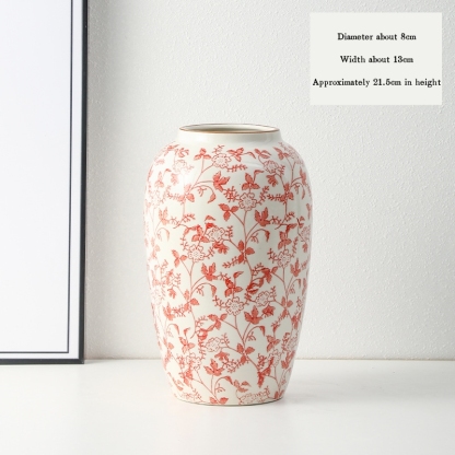 High-end retro-style new Chinese blue and white porcelain vase three-piece set for living room and dining room, floral arrangement, home decoration.