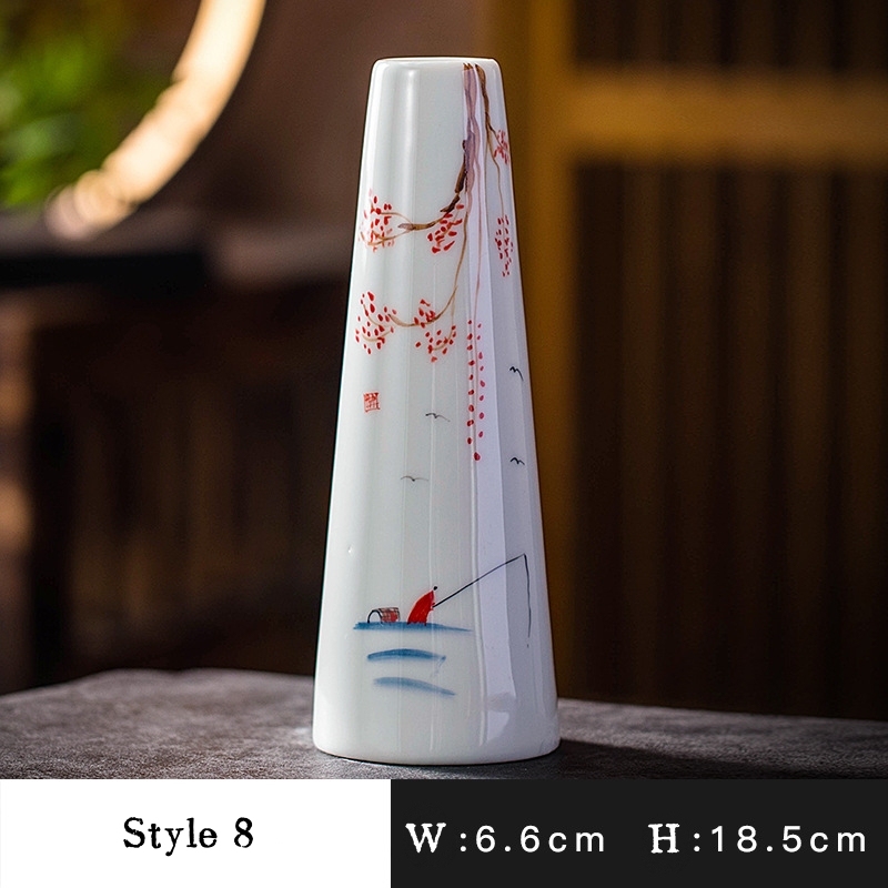 Miniature ceramic ornaments, simple hydroponic flower vase, hand-painted small vase for home living room countertops.