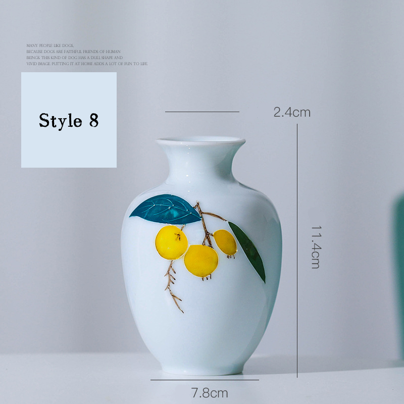 New hand-painted white porcelain mini vase, creative ceramic vase, white porcelain flower vase, mini porcelain ornament.