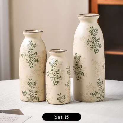 New Chinese style blue and white porcelain ceramic vase for flower arrangement, retro water-based vase for living room.