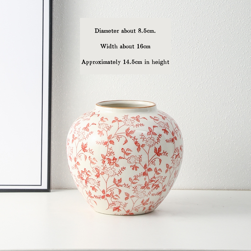 High-end retro-style new Chinese blue and white porcelain vase three-piece set for living room and dining room, floral arrangement, home decoration.