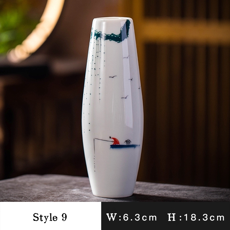 Miniature ceramic ornaments, simple hydroponic flower vase, hand-painted small vase for home living room countertops.