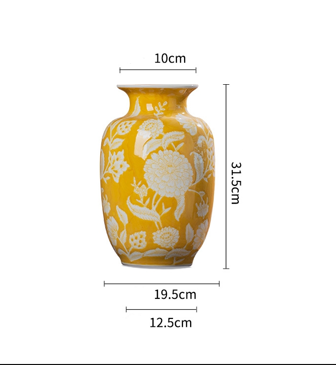 Hand-glazed yellow hand-painted ceramic vase with a textured surface, suitable for hydroponic plants