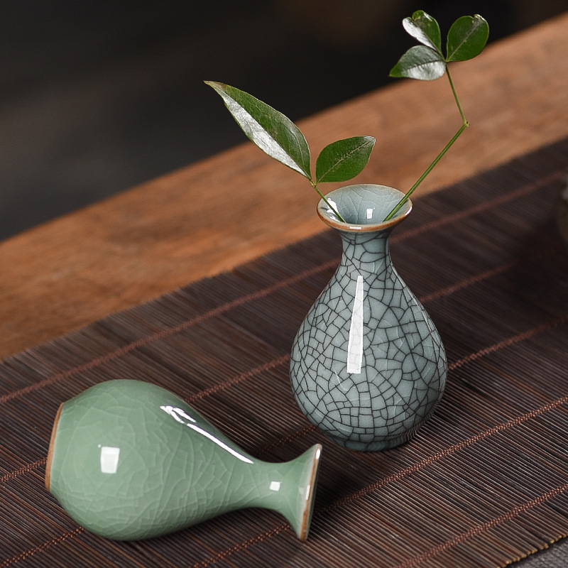 Celadon Jade Spring Flower Vase, Longquan Ceramic Hydroponic Flower Arrangement, Flower Vase, Decorative Craft