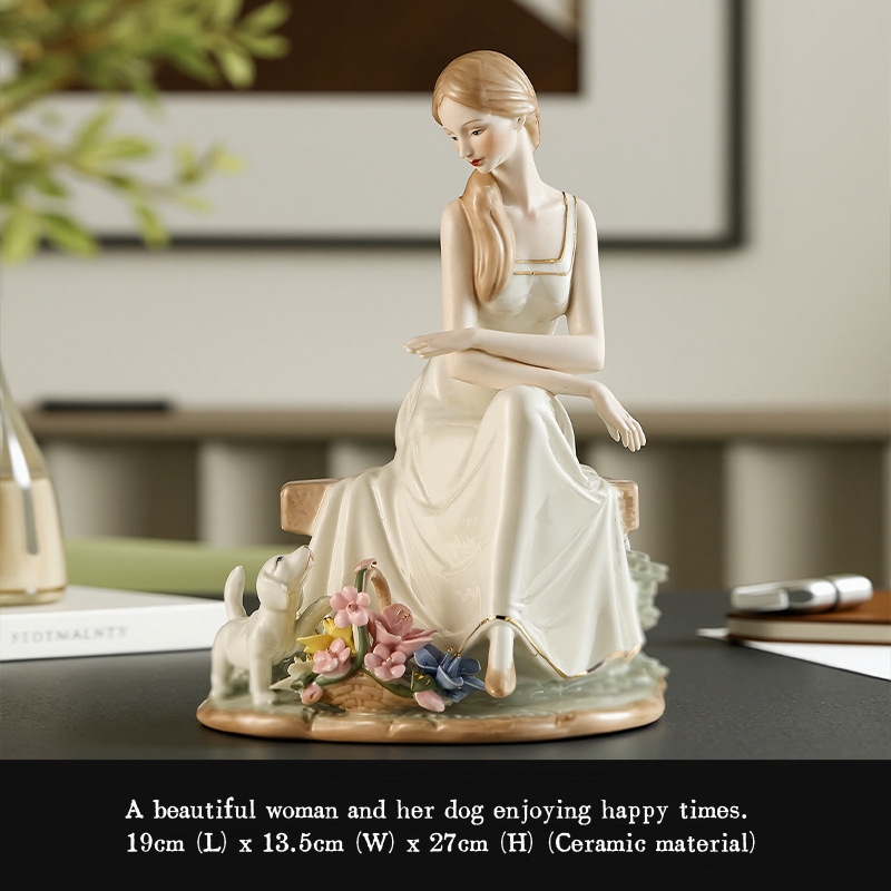 European-style ceramic figurines of Western beauties, suitable for living room wine cabinets, TV stands, home decorations, and holiday gifts.