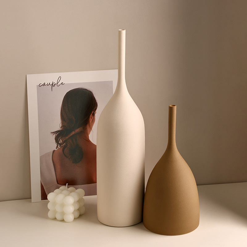 Beihan Meijing Dezhen handmade brushed ceramic vase, vintage Wabi-Sabi home living room Morandi decorative item