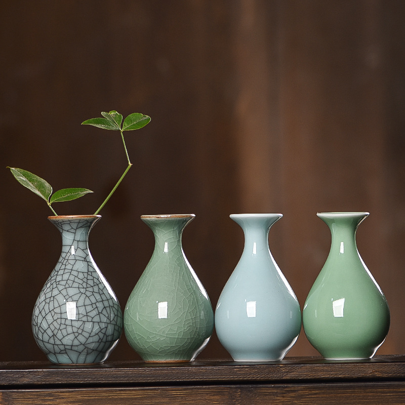 Celadon Jade Spring Flower Vase, Longquan Ceramic Hydroponic Flower Arrangement, Flower Vase, Decorative Craft