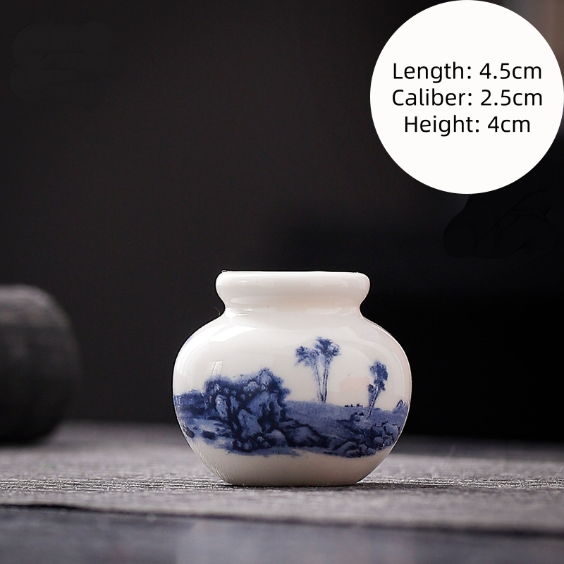 Mini small vase decoration, creative blue and white small jar, ceramic tabletop ornament