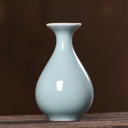 Celadon Jade Spring Flower Vase, Longquan Ceramic Hydroponic Flower Arrangement, Flower Vase, Decorative Craft