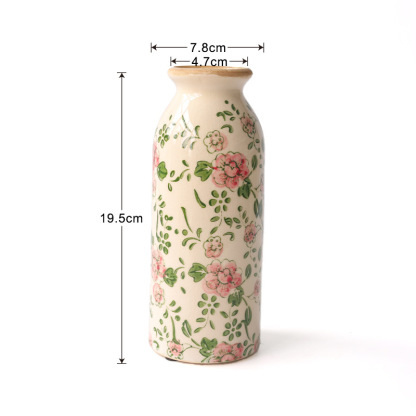New Chinese pastoral style retro ceramic crackle pattern small vase for creatively arranging dried and fresh flowers, a living room desktop ornament.
