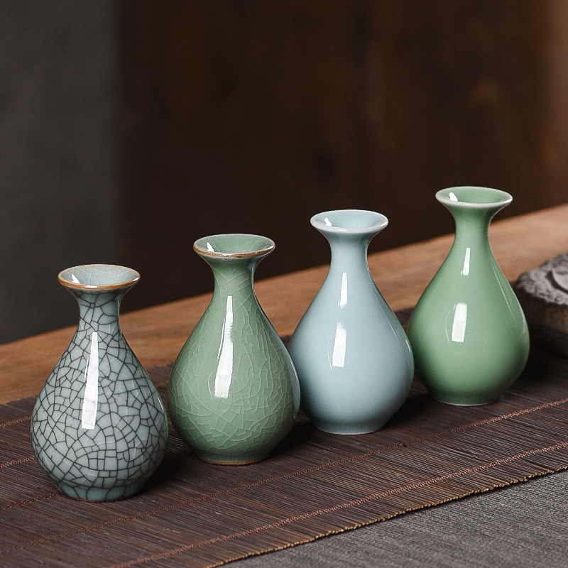 Celadon Jade Spring Flower Vase, Longquan Ceramic Hydroponic Flower Arrangement, Flower Vase, Decorative Craft