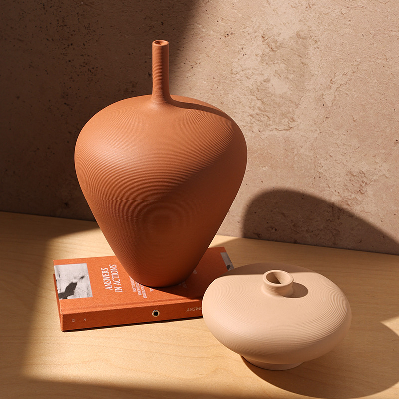 Jingdezhen ceramic wabi-sabi style brushed porcelain vase, high-end TV stand, living room flower arrangement decoration, retro flower vase