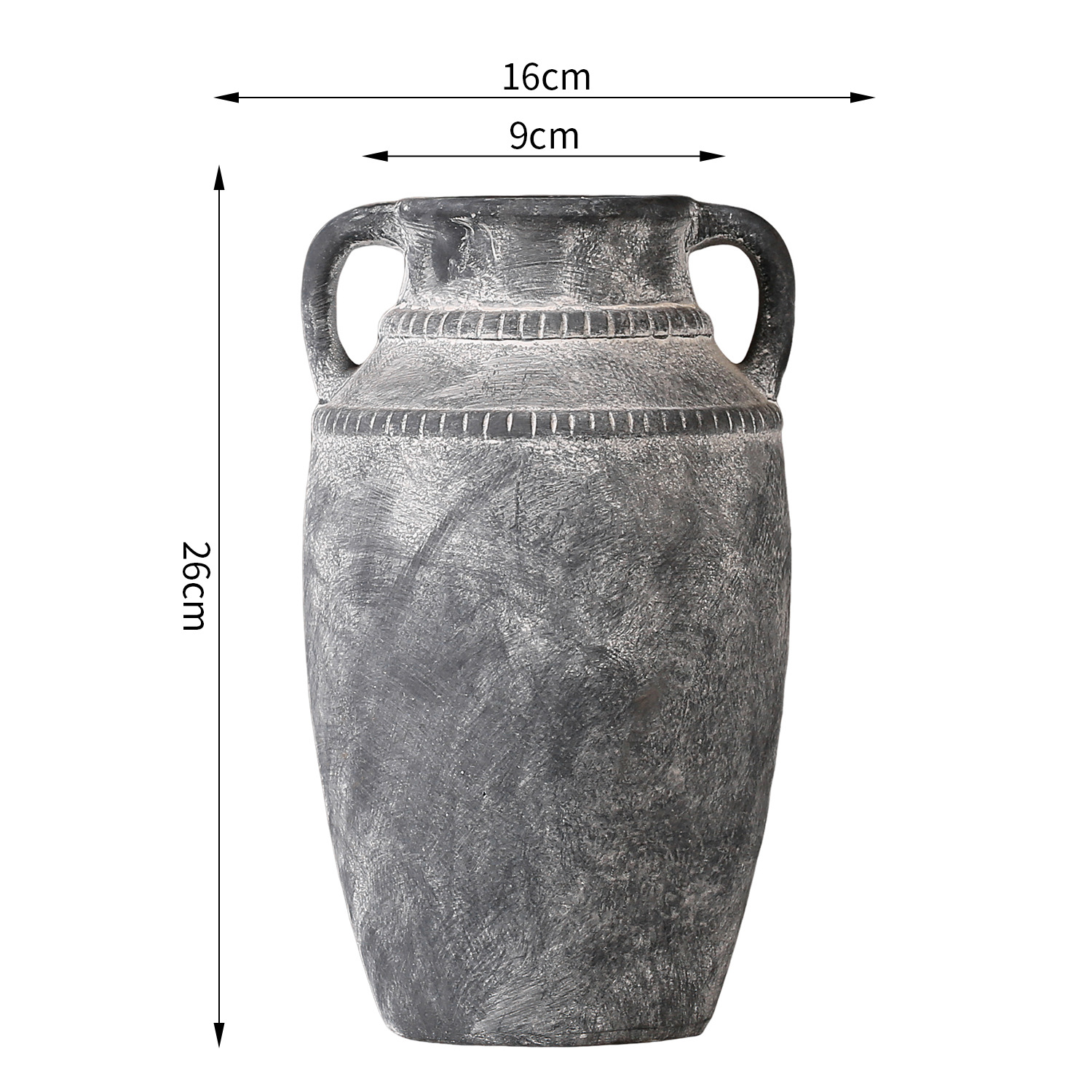 Ornamental flower arrangement, vintage ceramic vase with handles, flower arrangement utensil