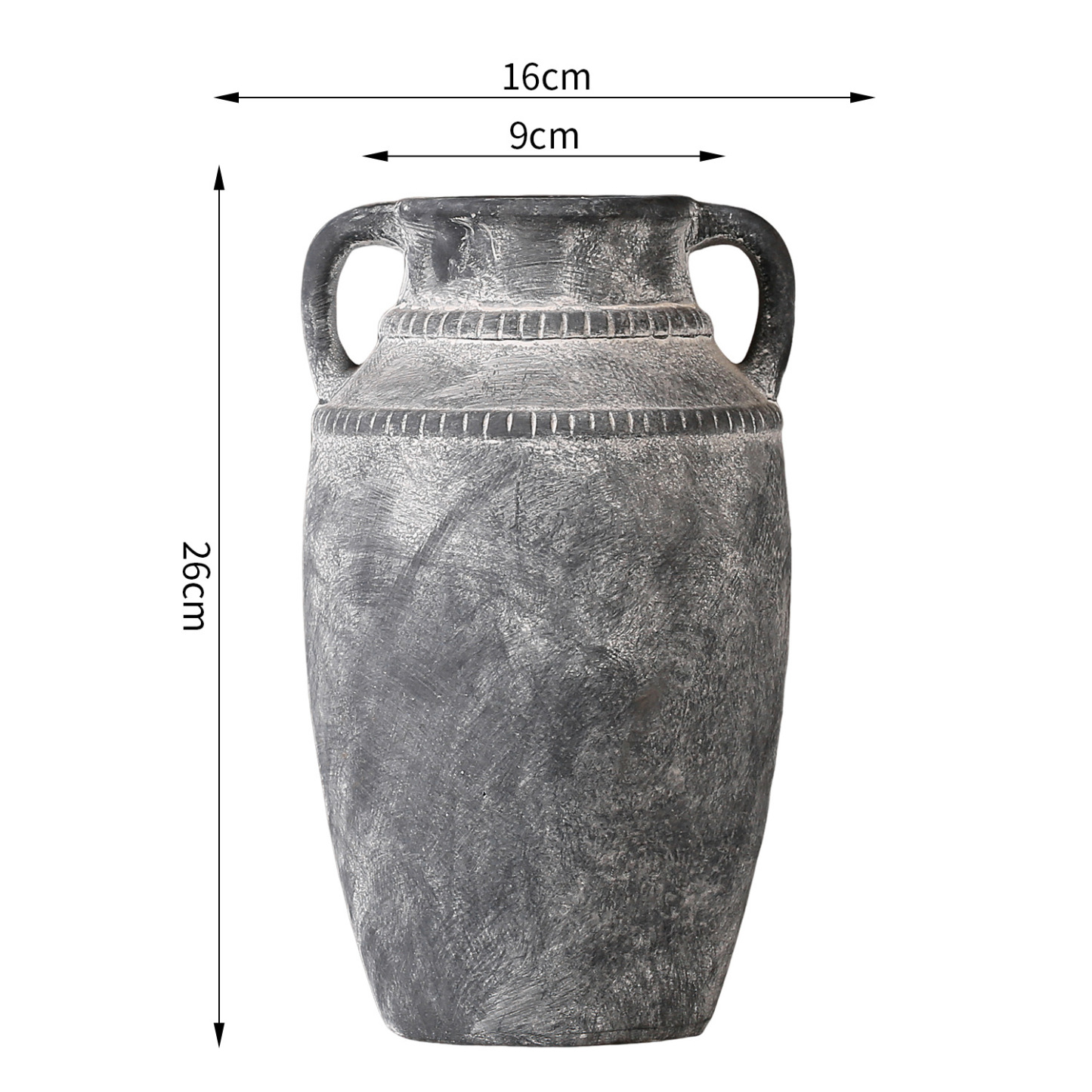 Ornamental flower arrangement, vintage ceramic vase with handles, flower arrangement utensil