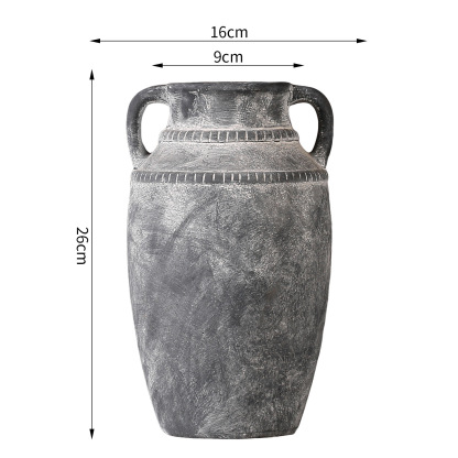 Ornamental flower arrangement, vintage ceramic vase with handles, flower arrangement utensil