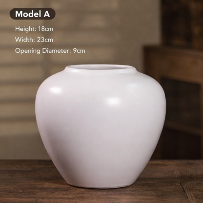 Jingdezhen ceramic vase, simple white frosted creative vase, desktop, living room, entryway ceramic jar flower container.